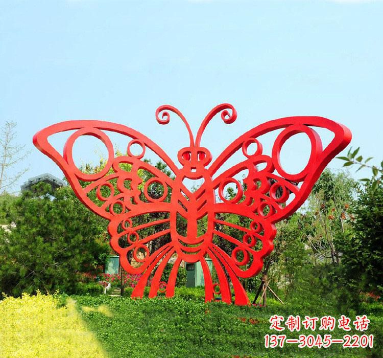 聊城不锈钢草坪蝴蝶雕塑让草坪绽放蝴蝶之美