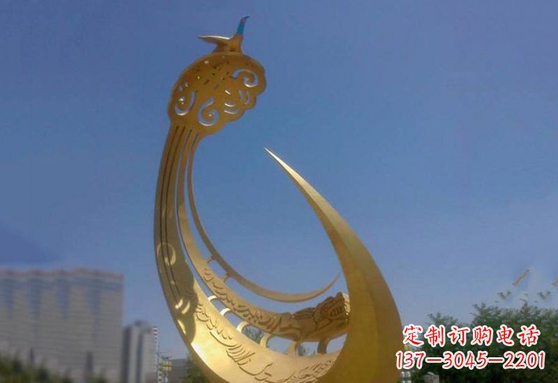聊城凤凰展翅高飞——不锈钢城市大型抽象创意雕塑