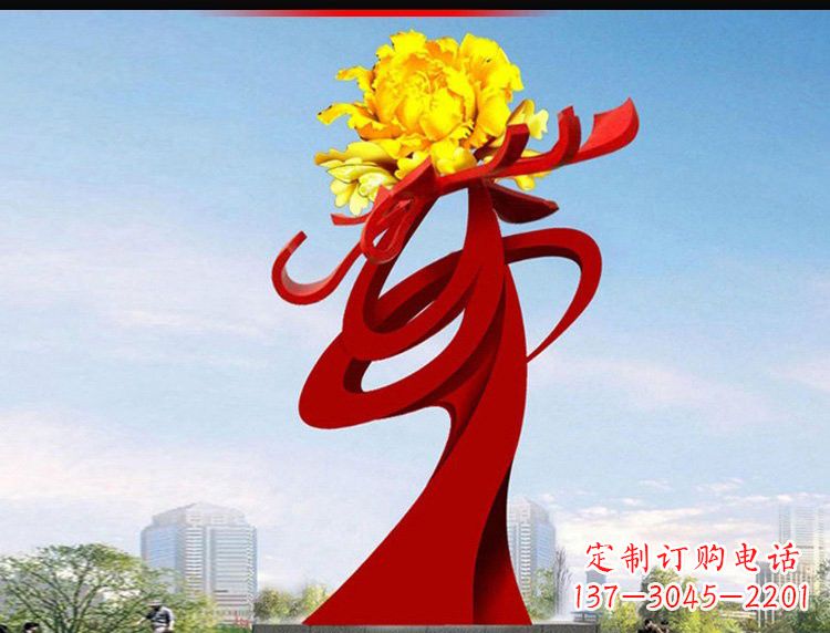聊城不锈钢城市大型牡丹花雕塑