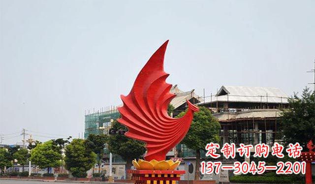 聊城不锈钢凤凰雕塑象征着城市繁荣