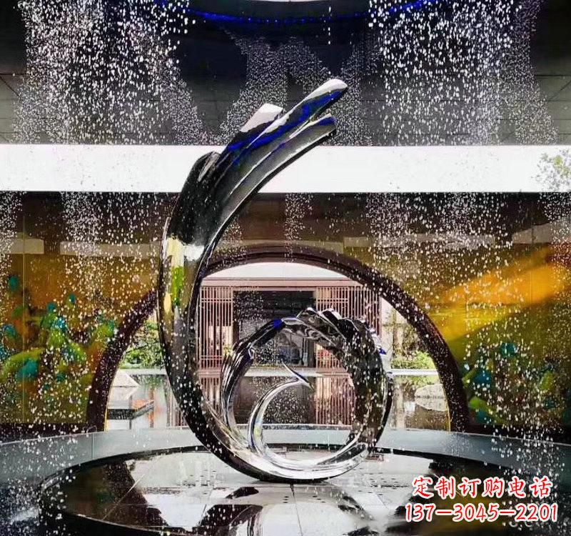 聊城不锈钢城市景观喷泉雕塑美丽而又充满力量