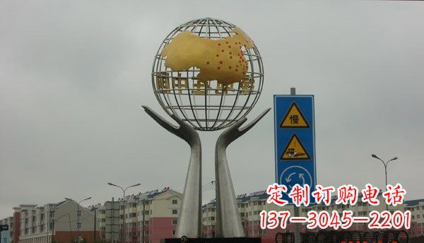 聊城不锈钢城市景观中的地球雕塑