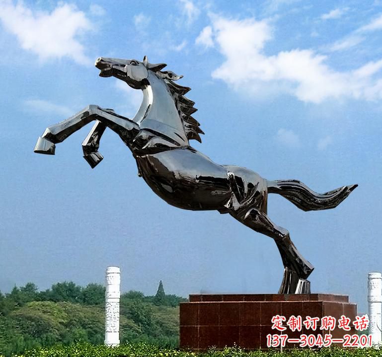 聊城不锈钢城市艺术奔马雕塑精美的艺术之作