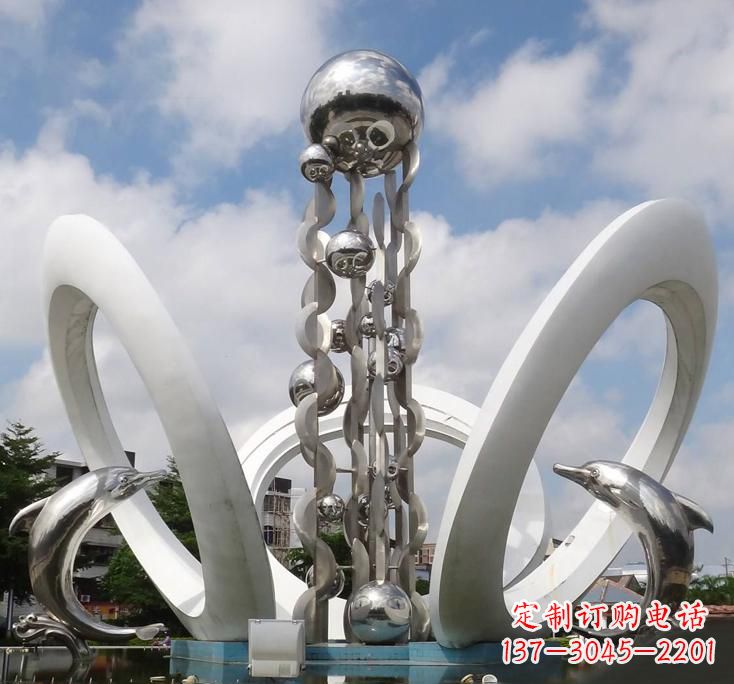 聊城不锈钢城市艺术海豚雕塑美丽的海洋守护者