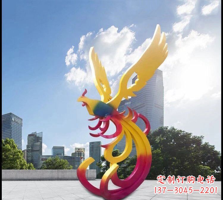 聊城绚丽多彩的不锈钢凤凰雕塑