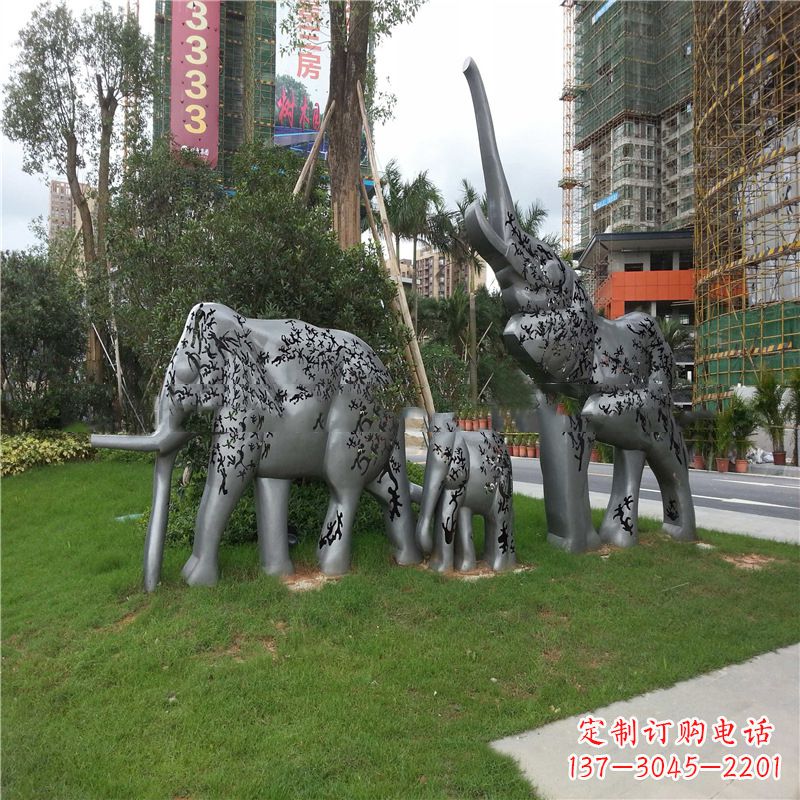聊城不锈钢大象雕塑小区园林的精美装饰