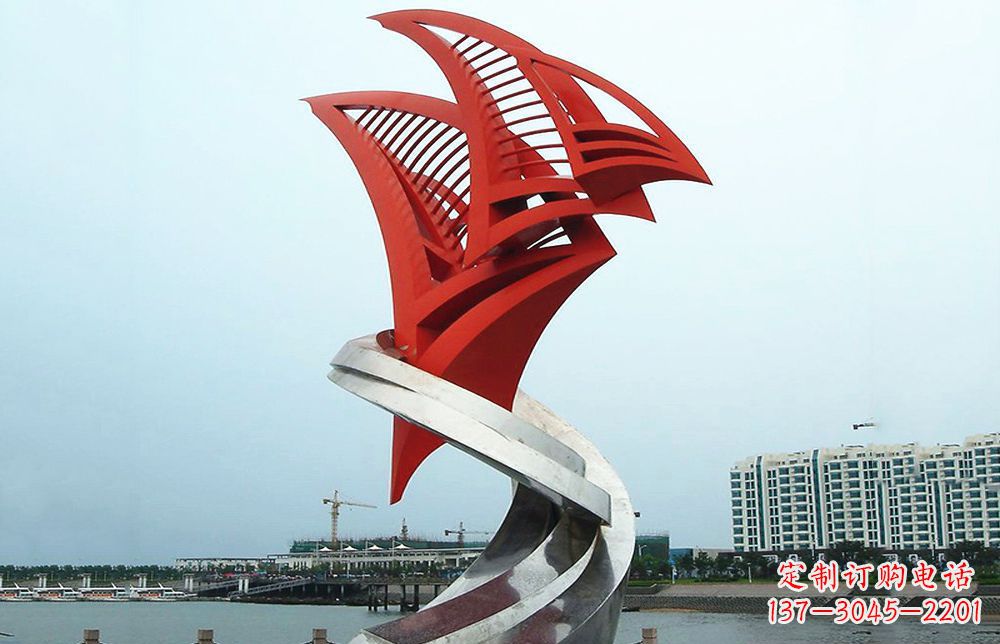 聊城海洋之舟——不锈钢抽象帆船海边景观雕塑