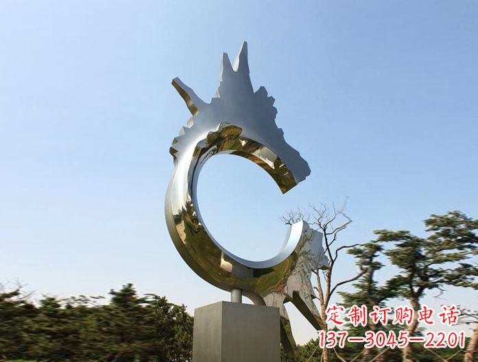 聊城不锈钢抽象龙头雕塑