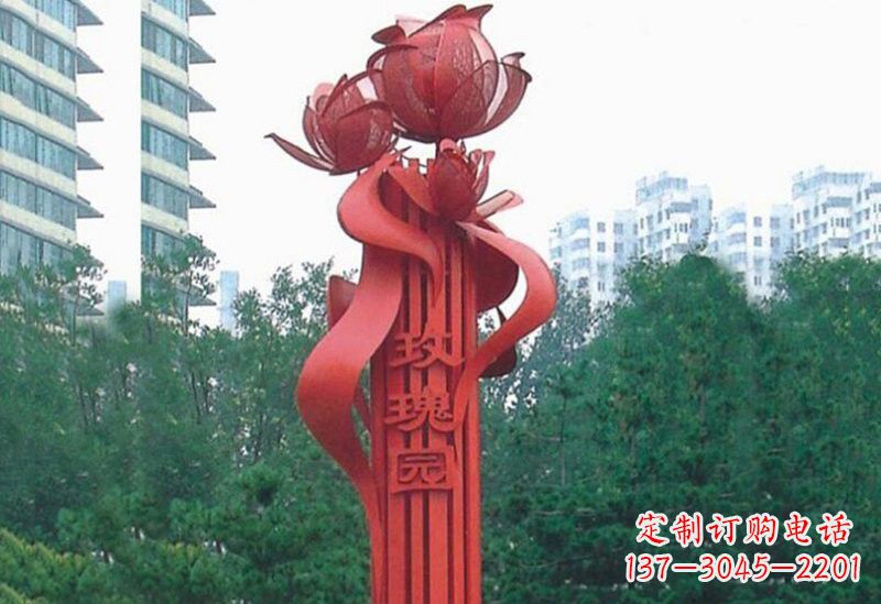 聊城不锈钢玫瑰雕塑精美而优雅