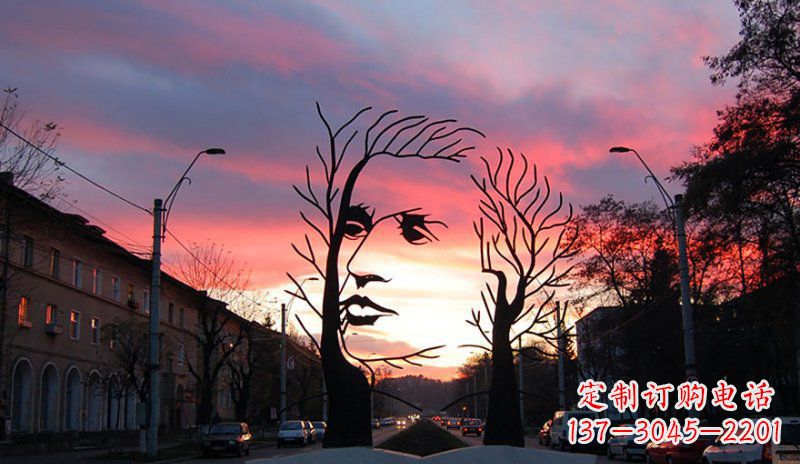 聊城不锈钢人头雕塑点缀街边景观