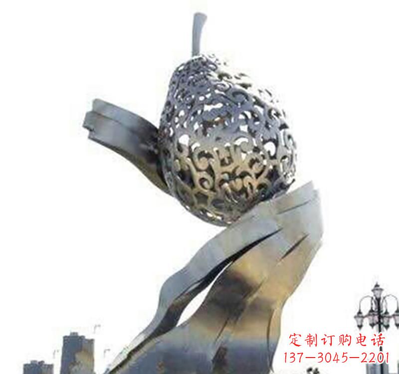 聊城不锈钢梨雕塑艺术结合精美外形