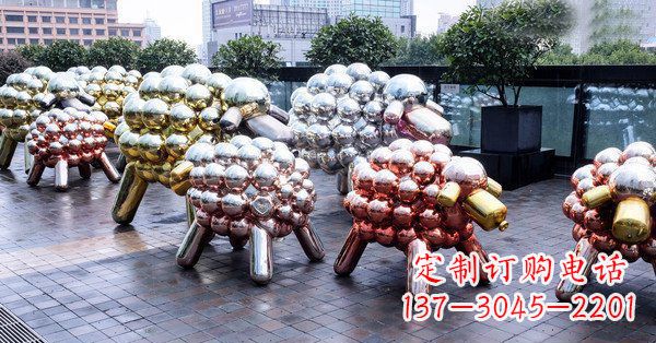 聊城不锈钢动物雕塑——小羊肖恩动物广场