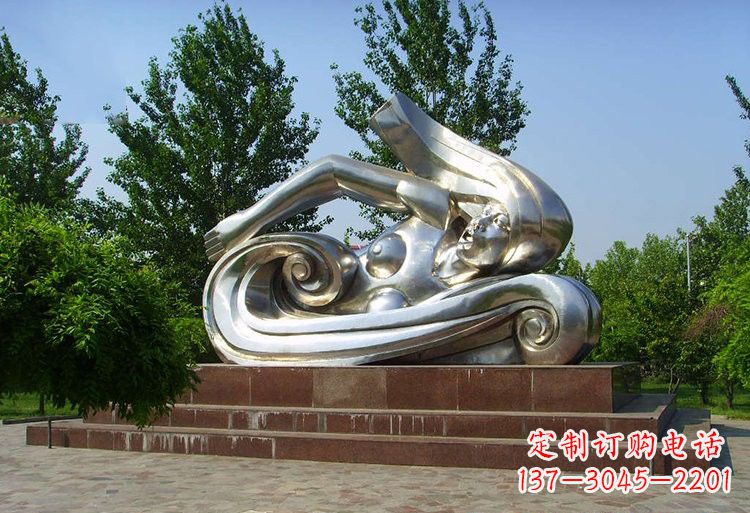 聊城浪漫游泳不锈钢女孩雕塑