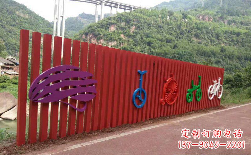 聊城不锈钢自行车雕塑点缀公园景观