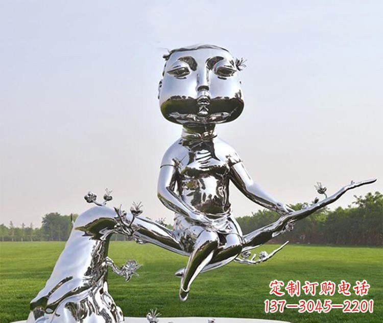 聊城不锈钢树枝上的女孩雕塑