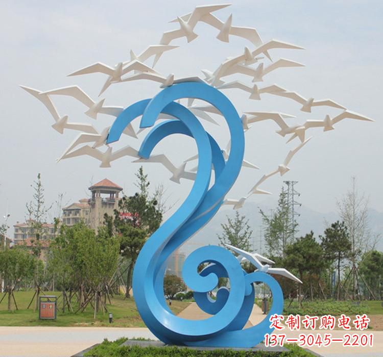 聊城新题目精美不锈钢大雁雕塑