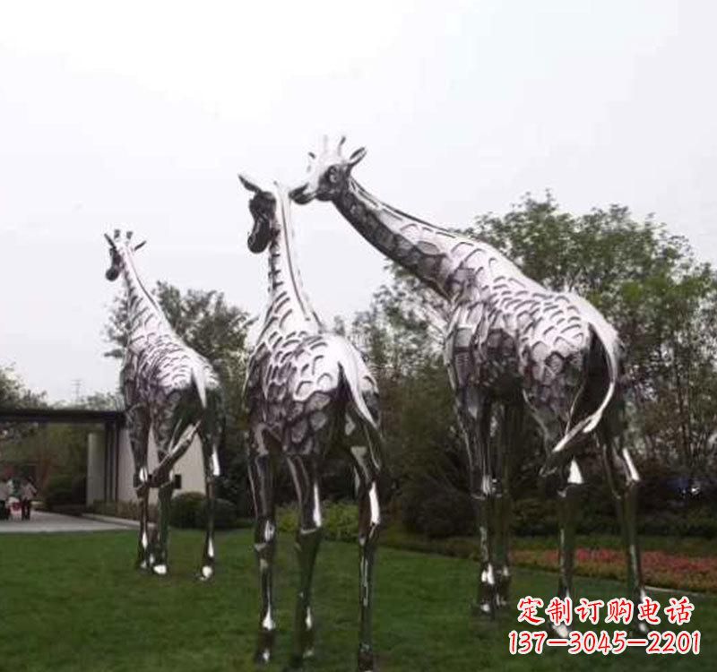 聊城精美的不锈钢大型长颈鹿雕塑
