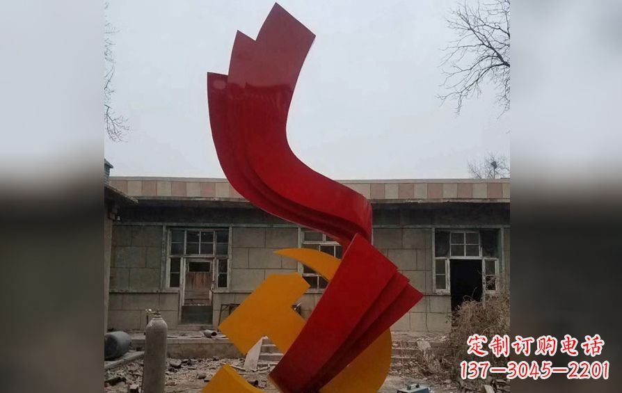 聊城不锈钢党徽雕塑——为共产主义奠基