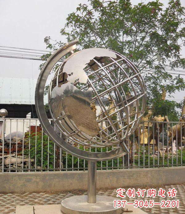 聊城精美不锈钢地球仪雕塑点缀校园美景