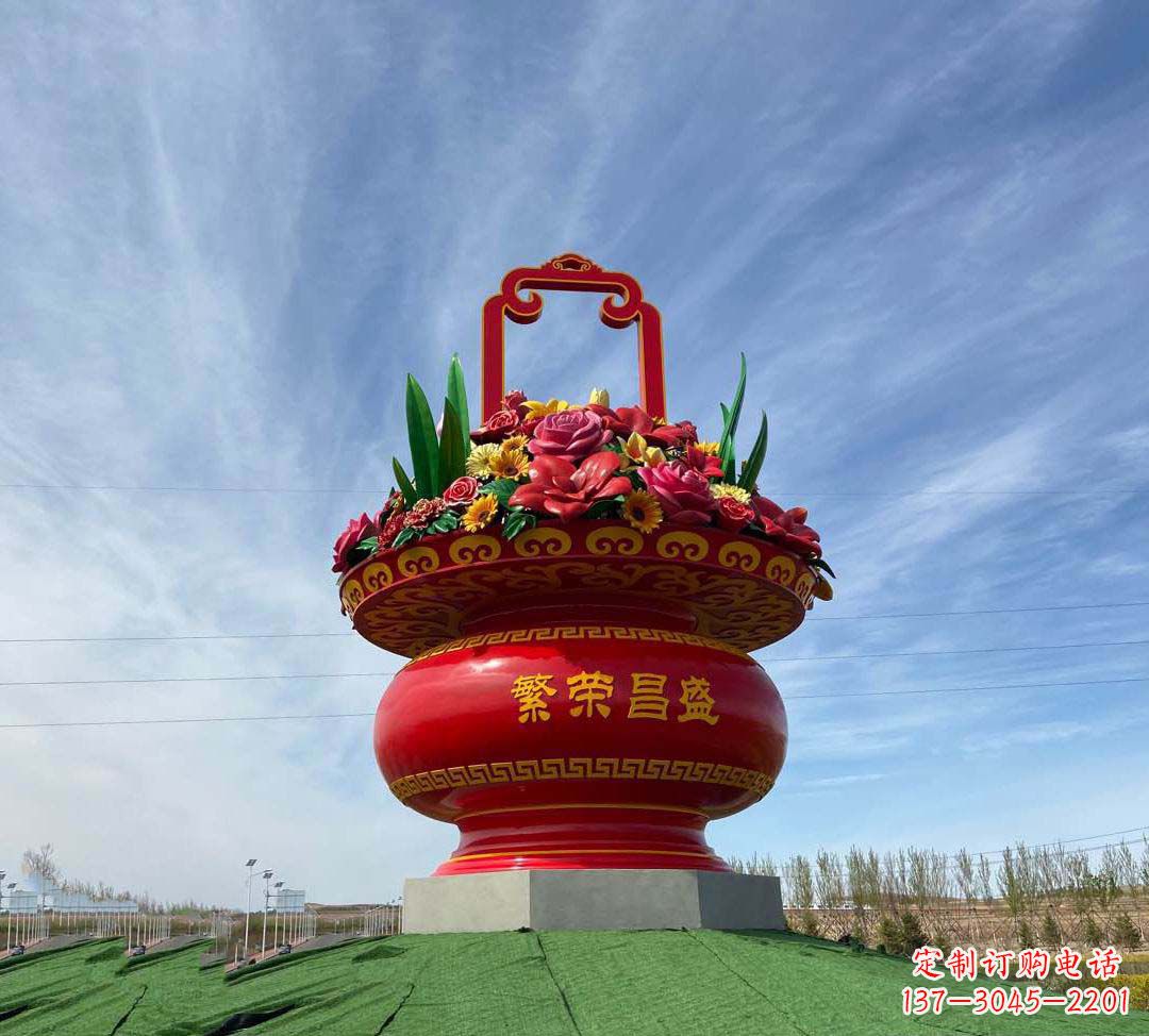 聊城不锈钢花篮雕塑象征繁荣昌盛