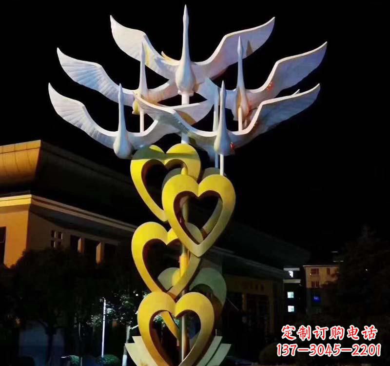 聊城不锈钢大雁雕塑象征着自由的翱翔