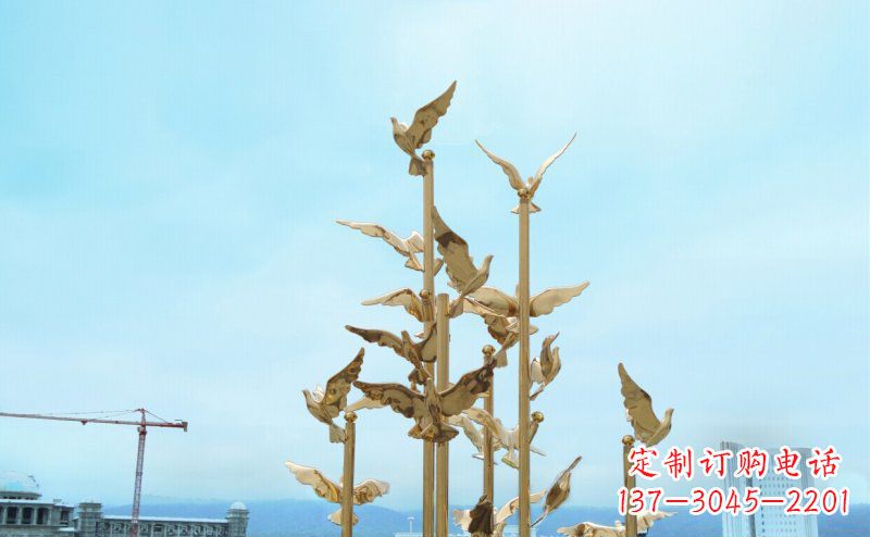 聊城不锈钢飞翔的鸽子雕塑传递自由、和平的美好祝愿