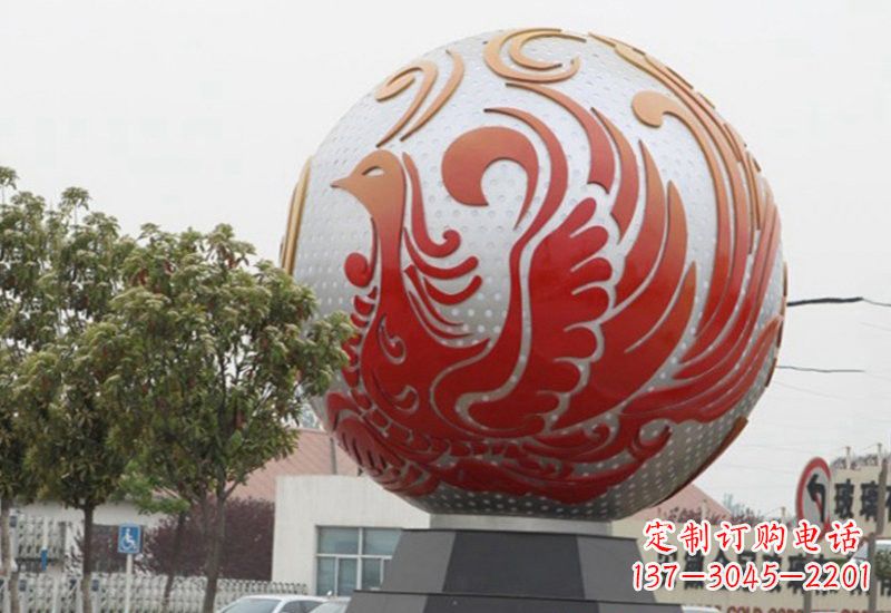 聊城不锈钢凤凰浮雕圆球雕塑精美雕塑把艺术带到生活中