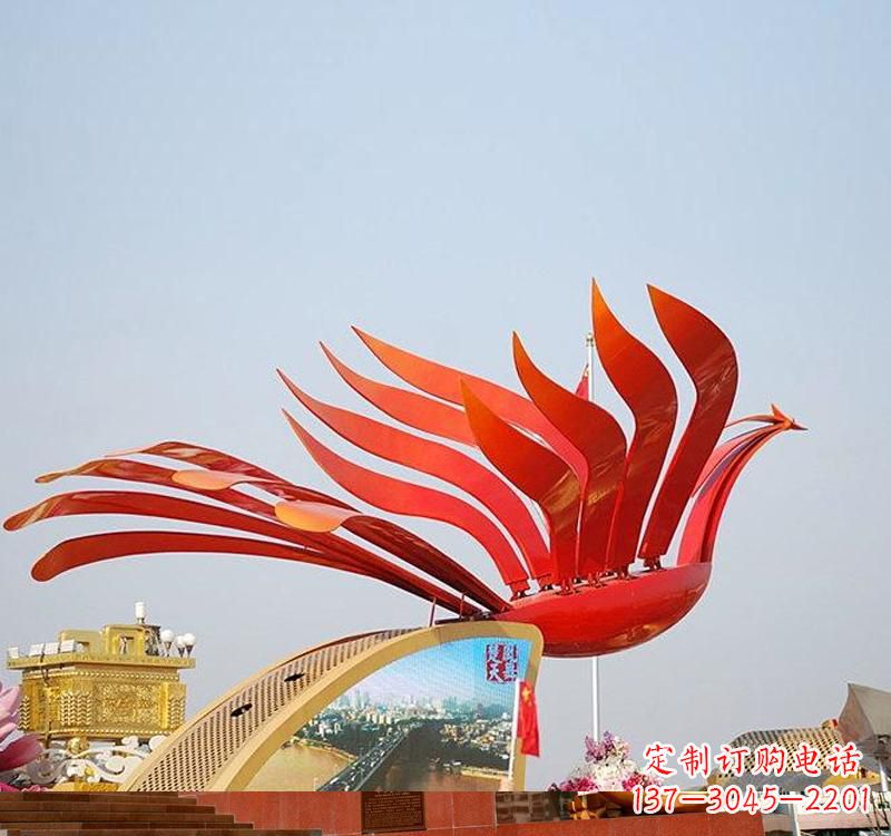 聊城不锈钢凤凰雕塑——美丽的象征