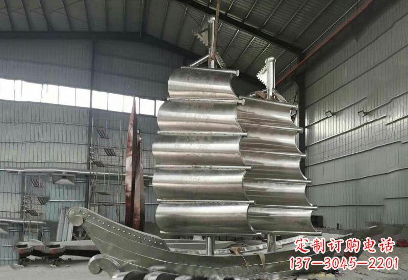 聊城不锈钢帆船雕塑美丽的海洋艺术