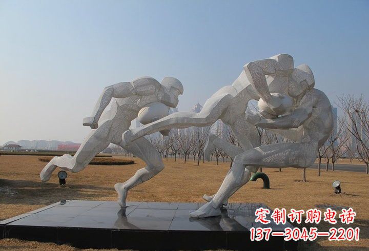 聊城不锈钢橄榄球雕塑传承运动精神