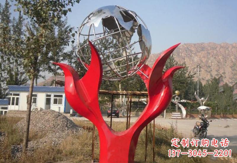 聊城地球雕塑一座象征和平的不锈钢公园