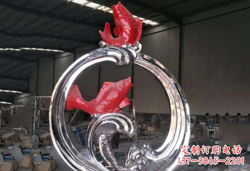 聊城不锈钢跃龙门雕塑——浪漫传奇的见证