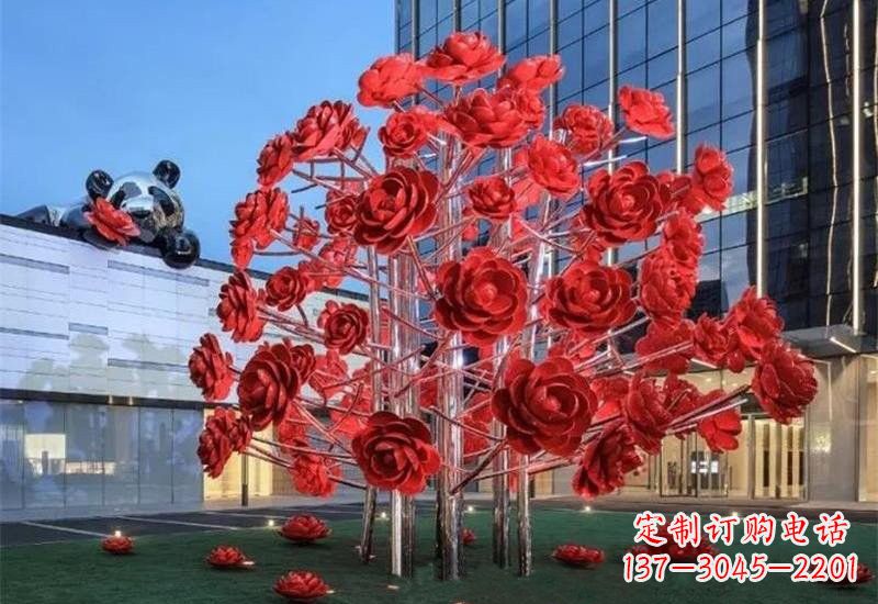 聊城不锈钢公园玫瑰花树雕塑——让玫瑰长驻公园