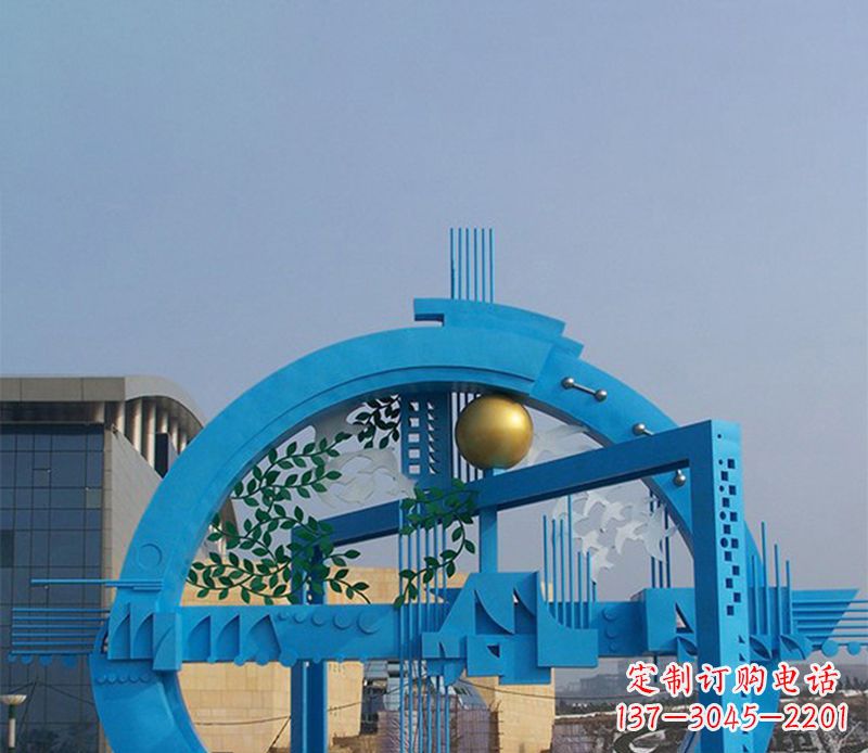 聊城不锈钢拱桥雕塑美丽的艺术品