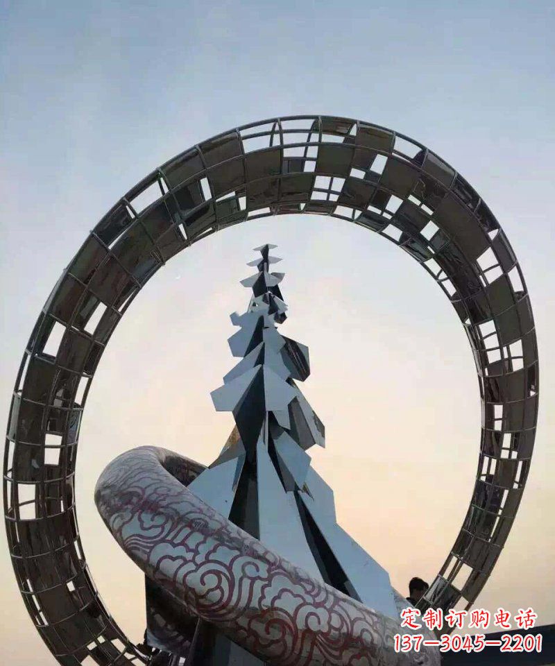 聊城不锈钢松树祥云雕塑