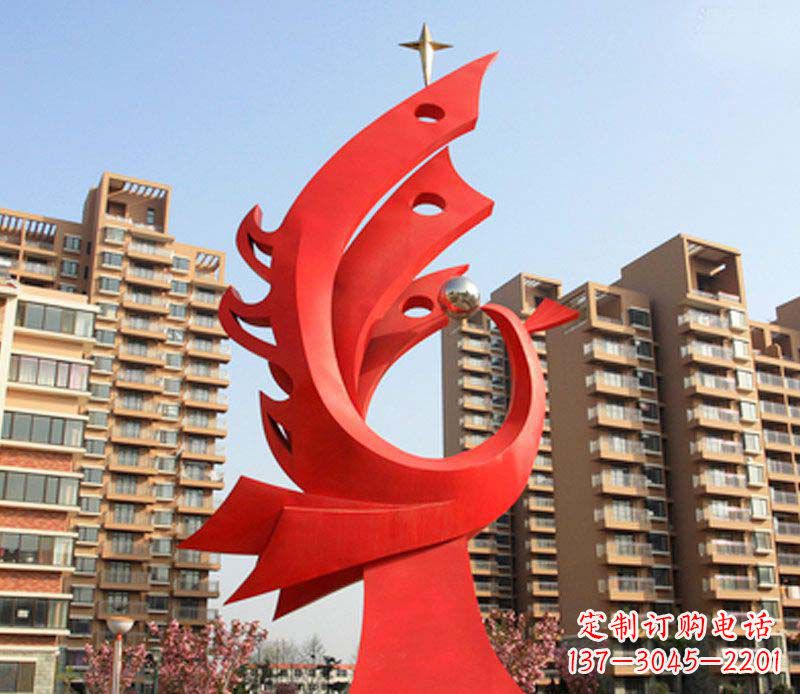 聊城凤凰雕塑不锈钢广场的精美景观