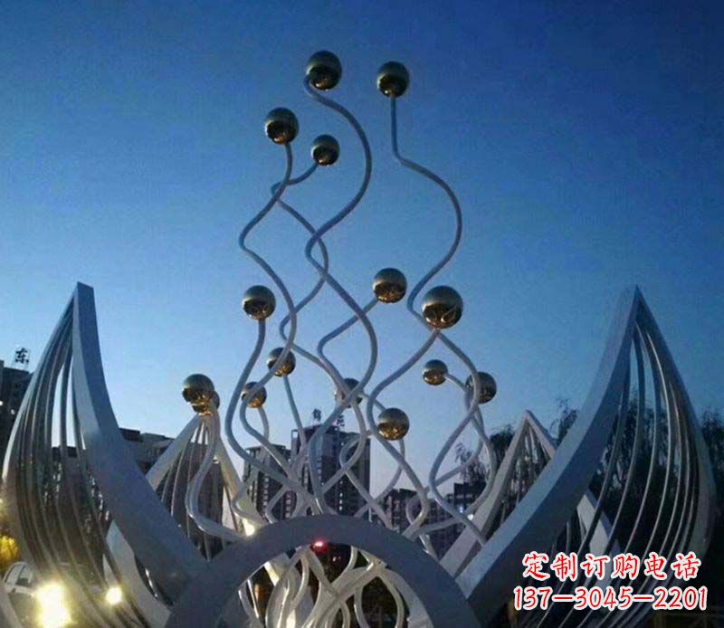 聊城不锈钢荷花雕塑美丽的象征