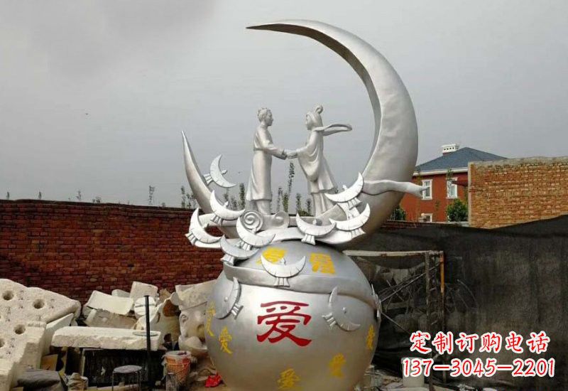 聊城牛郎织女传说的不锈钢雕塑