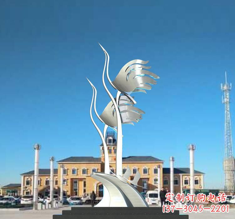 聊城静谧优雅不锈钢仙鹤雕塑