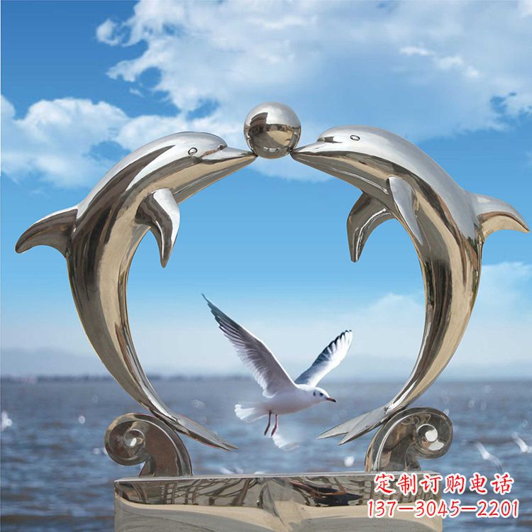 聊城不锈钢海豚雕塑精美的海洋之美