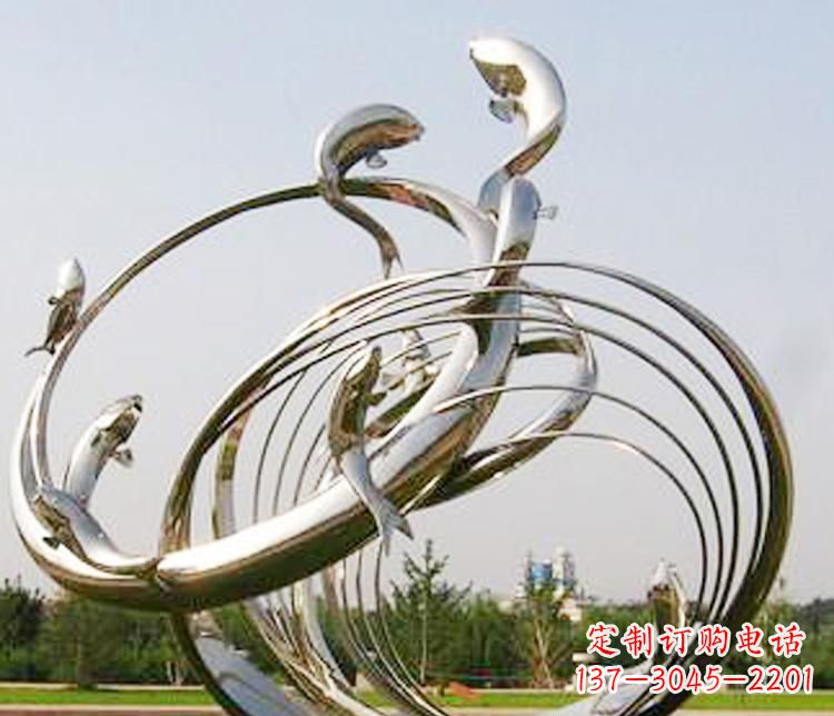 聊城不锈钢海豚雕塑美丽而又神秘