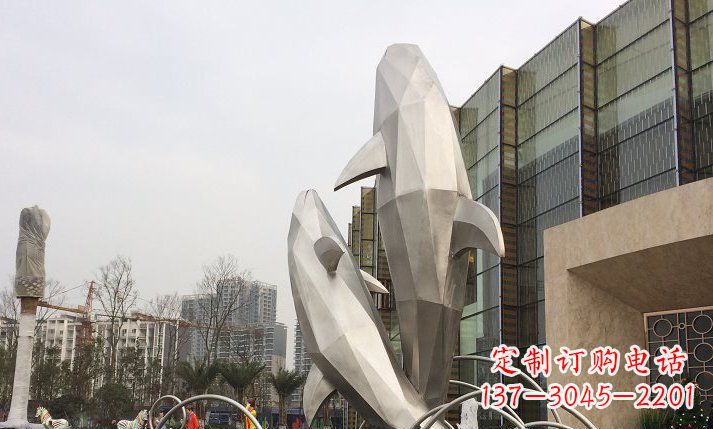 聊城不锈钢海豚喷泉雕塑精美的海洋之美