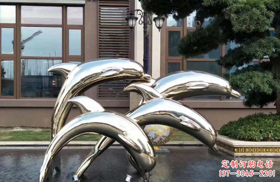 聊城不锈钢海豚跳跃雕塑精美绝伦