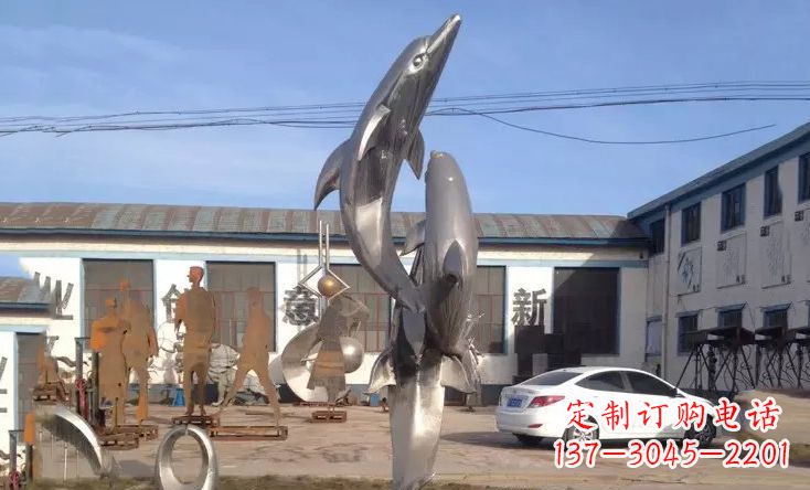 聊城不锈钢海豚嬉戏雕塑精美的艺术视觉