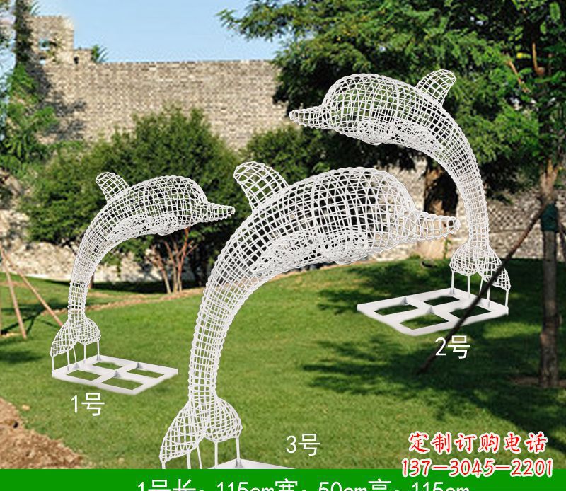 聊城不锈钢海豚组合雕塑精美的艺术品