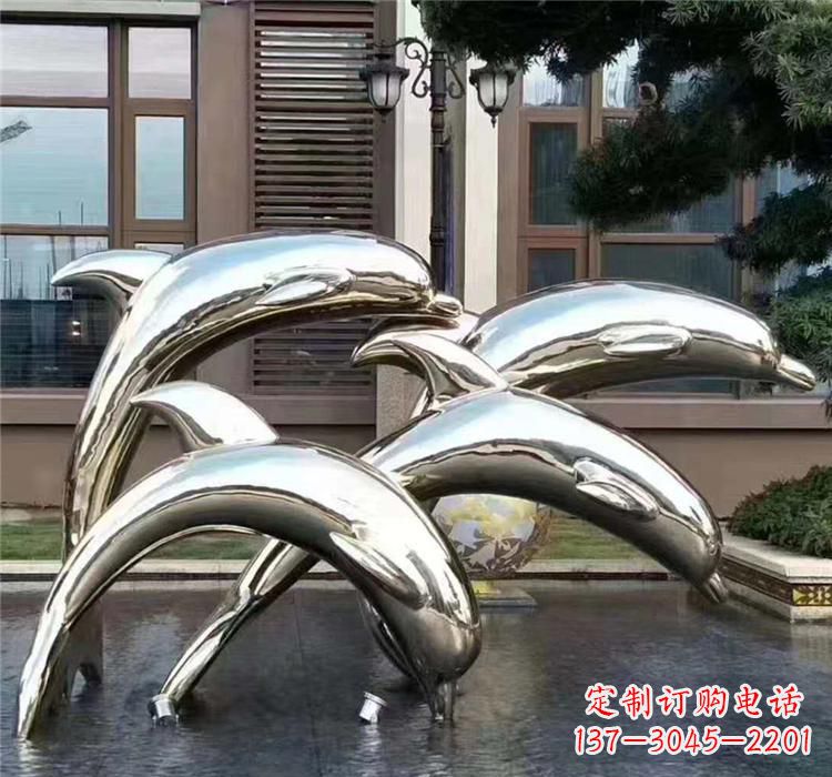 聊城不锈钢海洋动物雕塑——海豚