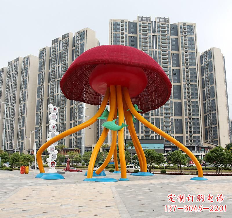 聊城不锈钢海洋水母动物雕塑精美绝伦
