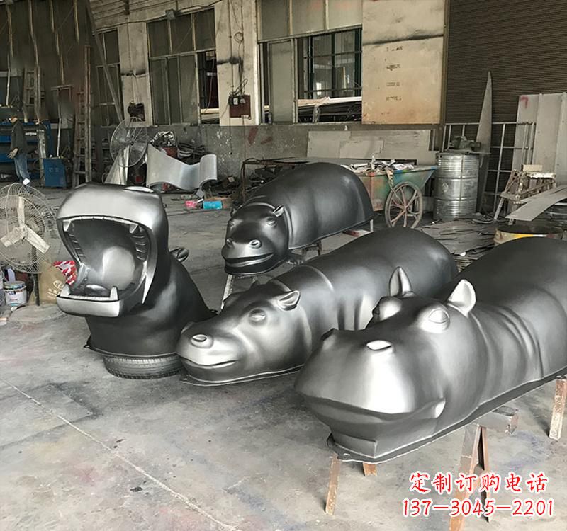 聊城静态之美22英寸不锈钢河马雕塑