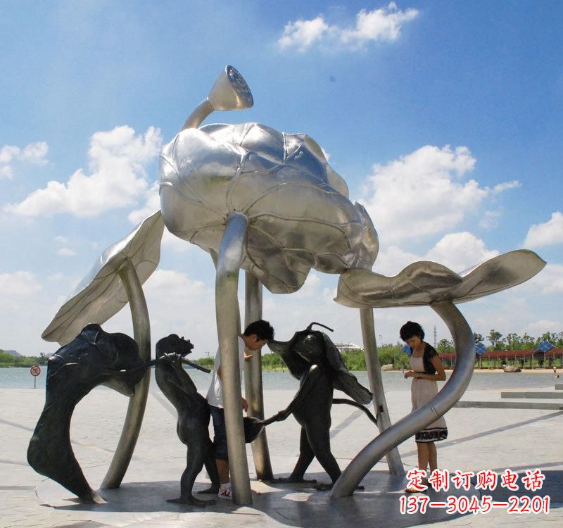 聊城荷花之美——不锈钢荷花广场雕塑