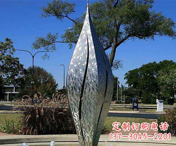 聊城不锈钢花骨朵喷泉雕塑精致细节展现精美艺术